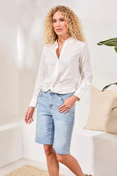 Button Down Front Knot Shirt