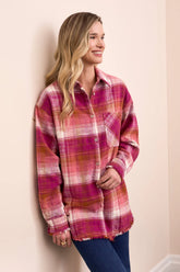 Plaid Flannel Fringed-Hem Shirt