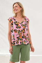 Vneck Cap Sleeve Top