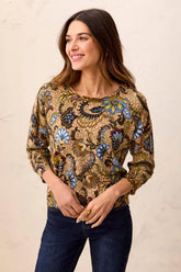 3/4 Sleeve Paisley Sweater
