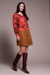 Two-Ways Soft Viscose Printed Sweater