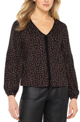 Long Sleeve Button Front Knit Top