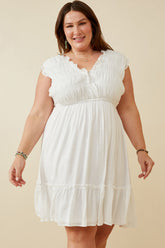 Smocked V Neck Dress