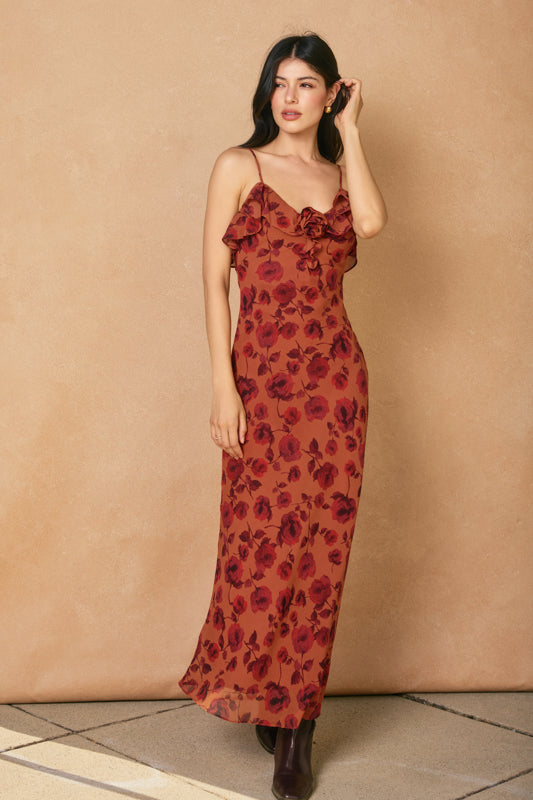 Rosette Detail Maxi Dress