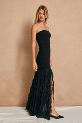 Ruched Metallic Mesh Dress