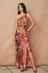 One Shoulder Ruched Maxi Dress