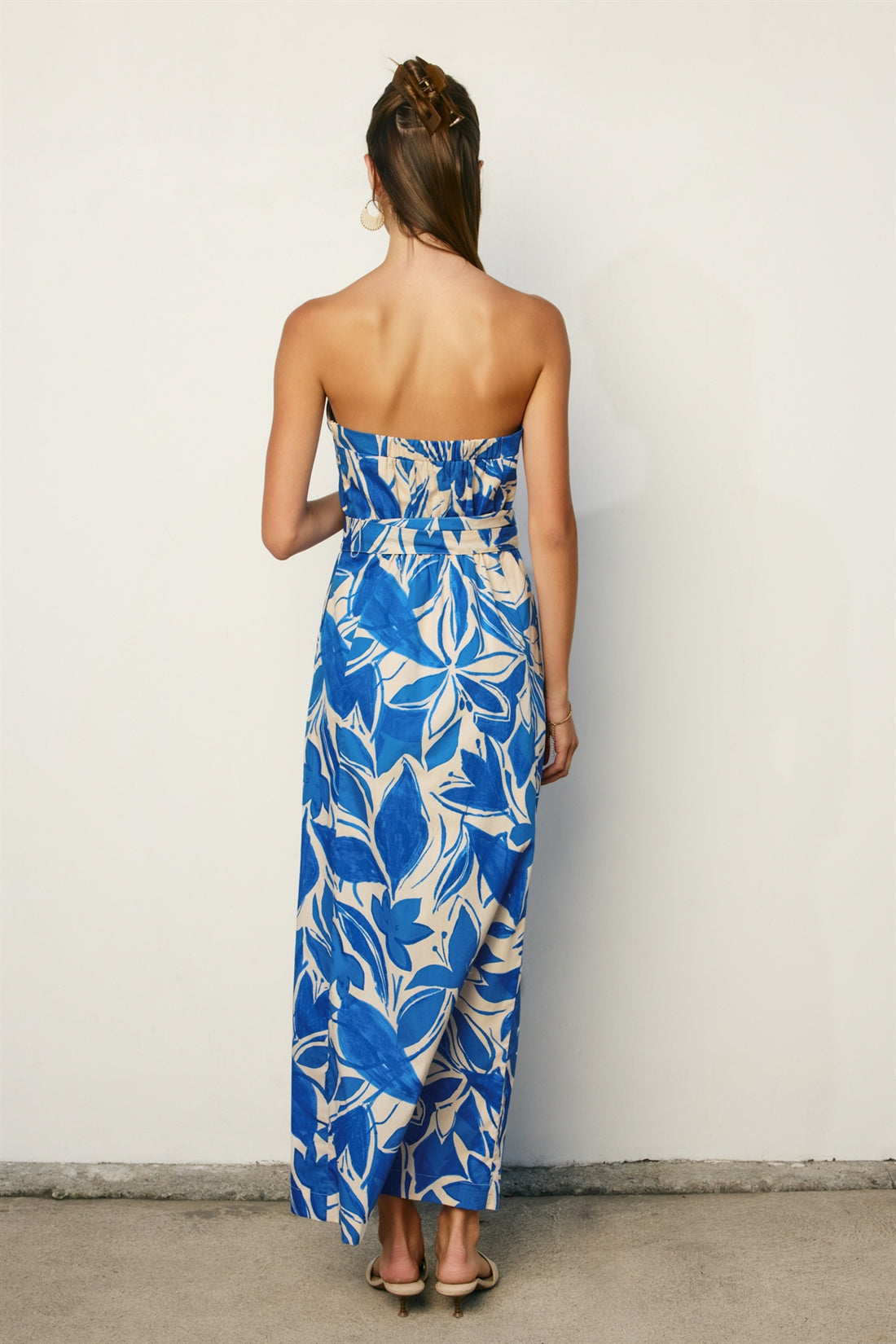Rattan Belt Strapless Dress