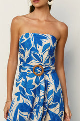 Rattan Belt Strapless Dress