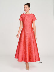 Jacquard Coval Neck Gown
