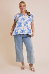 V-Neck Flutter Sleeve Top