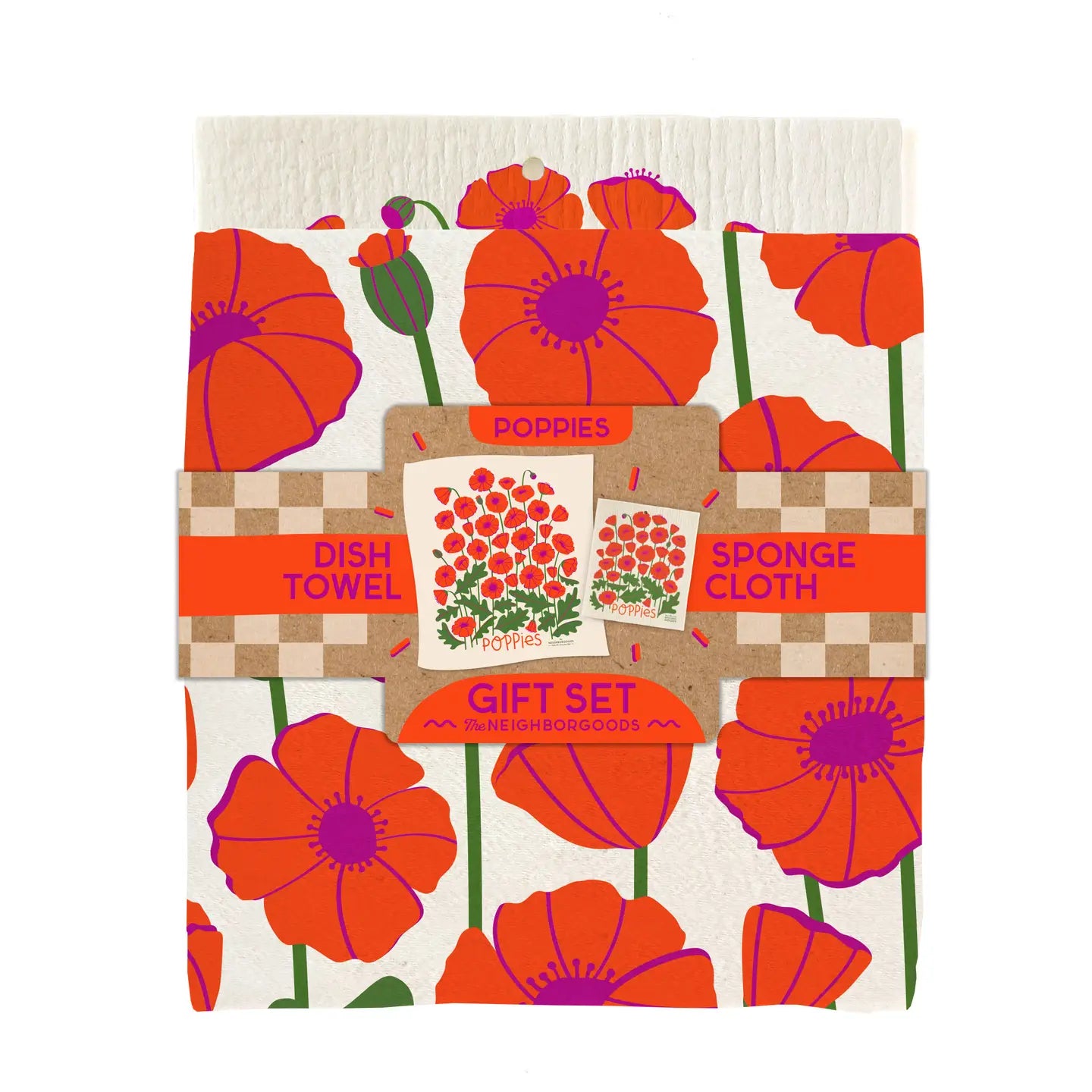 Poppy Tea Towel/Sponge Set