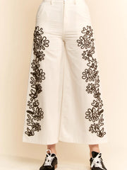 Floral Embroidered Side Pants