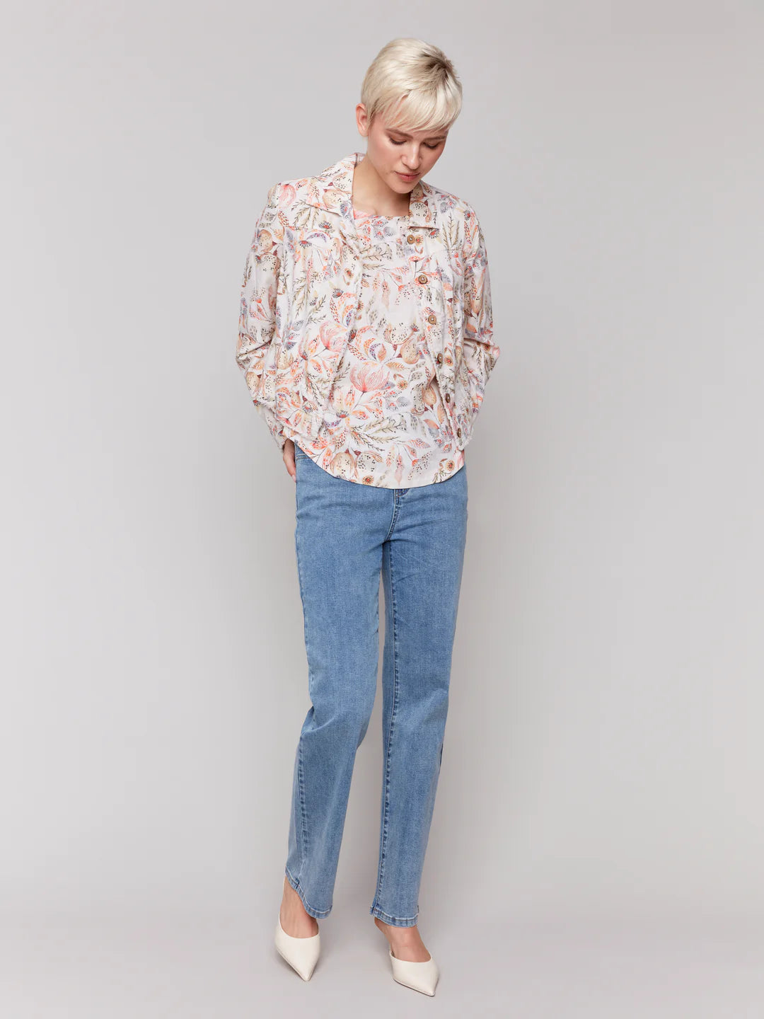 Tropical Frayed Hem Jacket