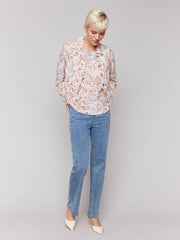 Tropical Frayed Hem Jacket