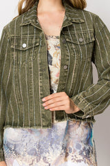 Denim Jacket with Sparkle Stripe Designs