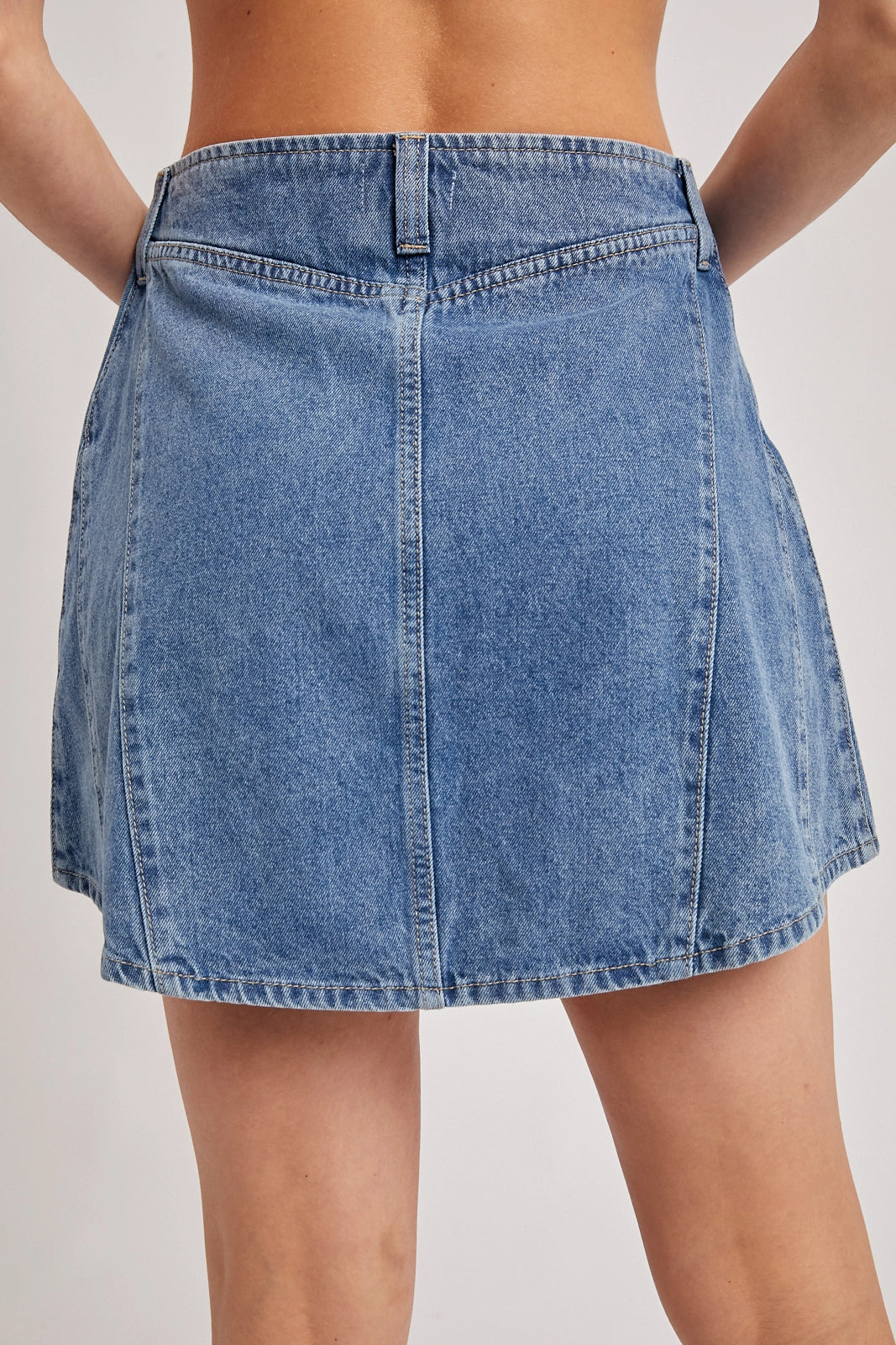 Washed A-Line Denim Mini Skirt