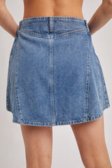 Washed A-Line Denim Mini Skirt