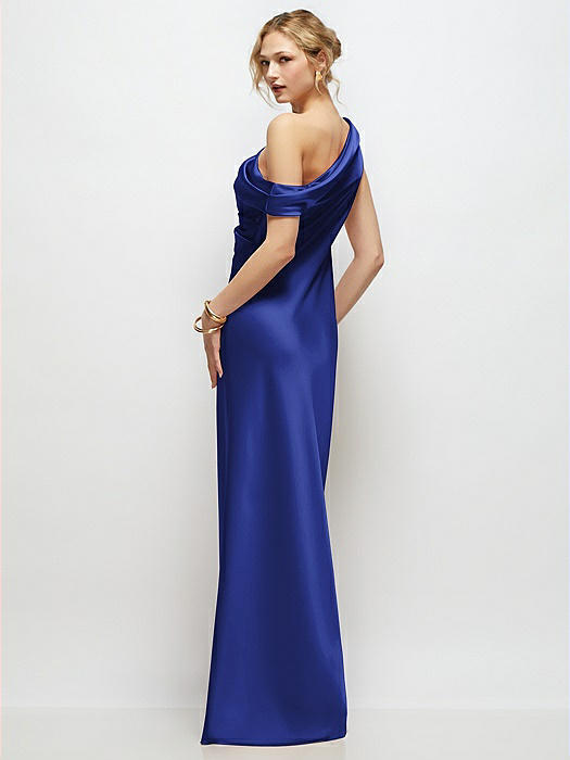 Draped One-Shoulder Satin Dress