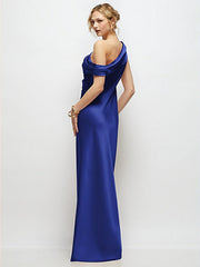 Draped One-Shoulder Satin Dress