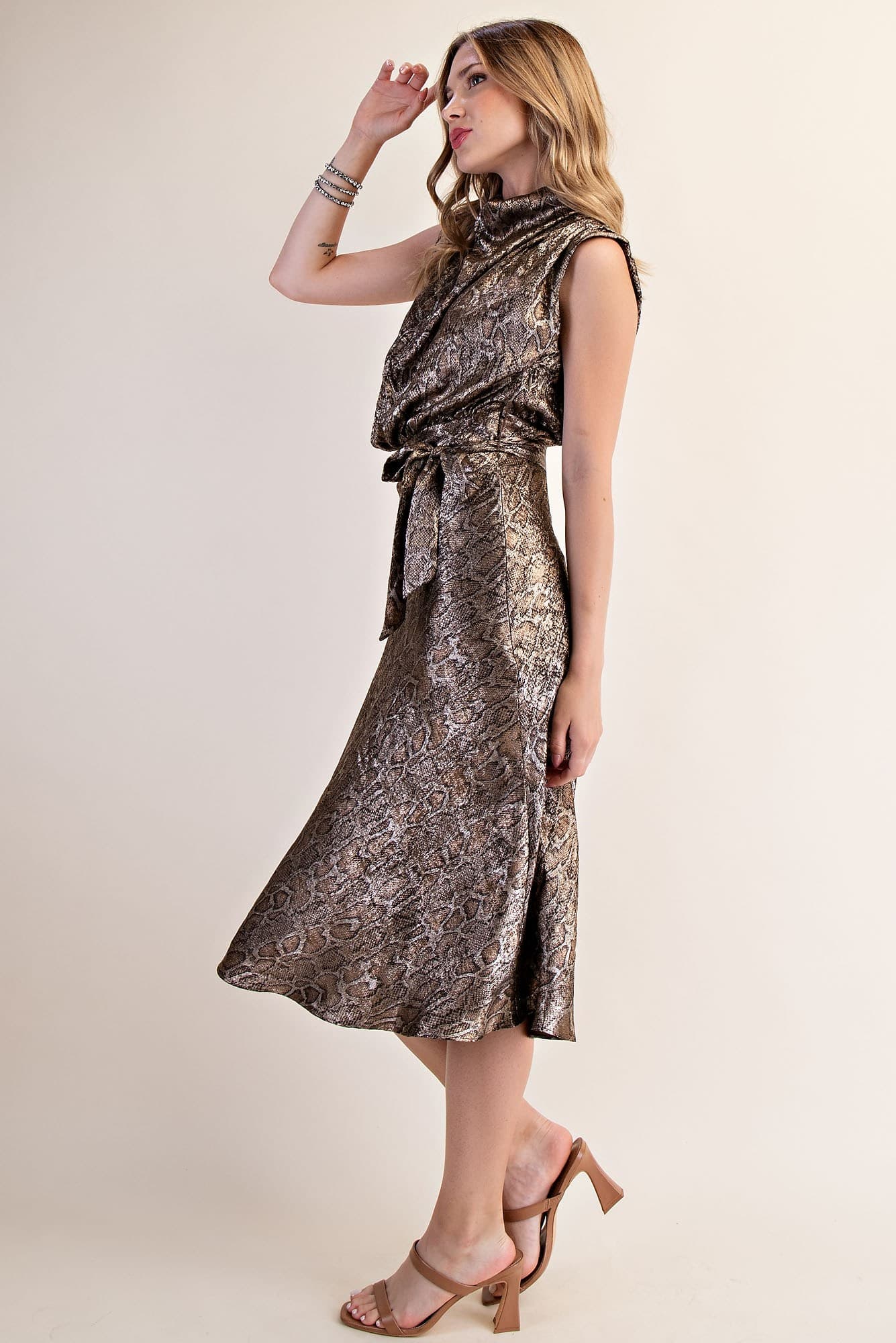 Mock Neck Midi Dress