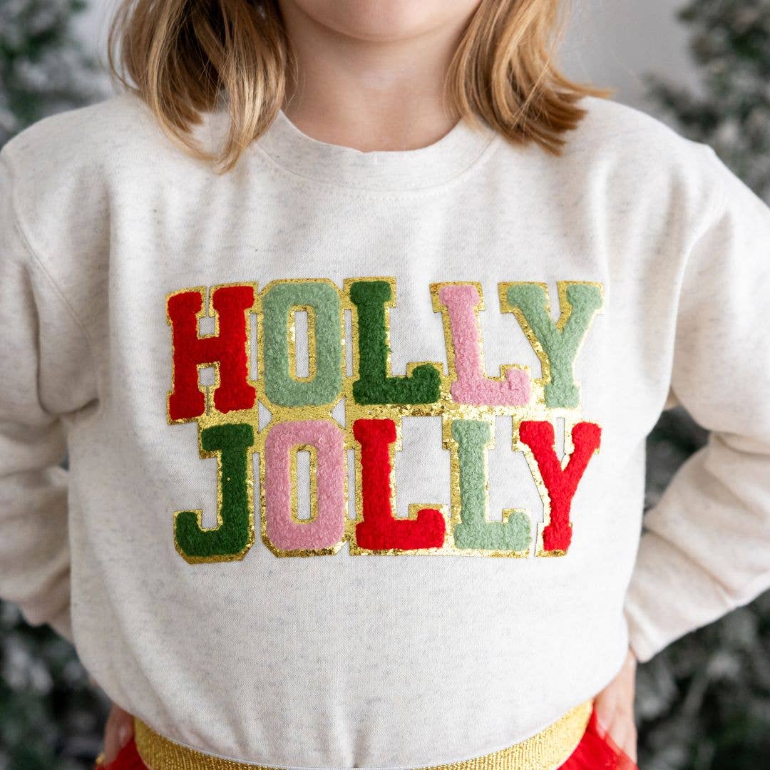 Holly Jolly Patch Christmas Sweatshirt Kids