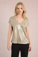 Metallic Vneck Shirt