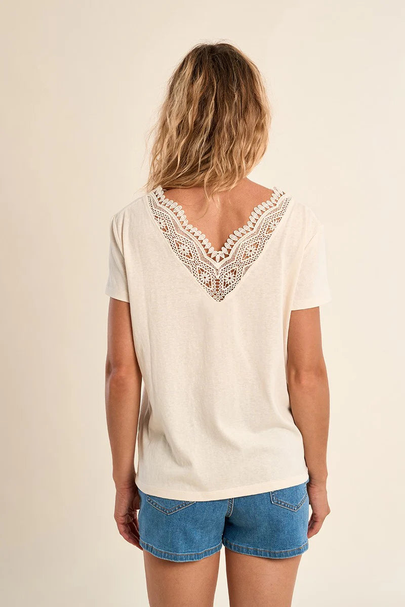 Vneck Embroidered Short Sleeve Tee