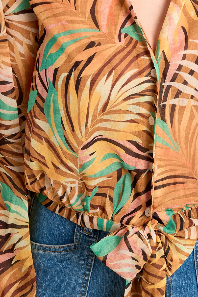 Long Sleeve Knotted Waist Top