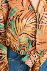 Long Sleeve Knotted Waist Top