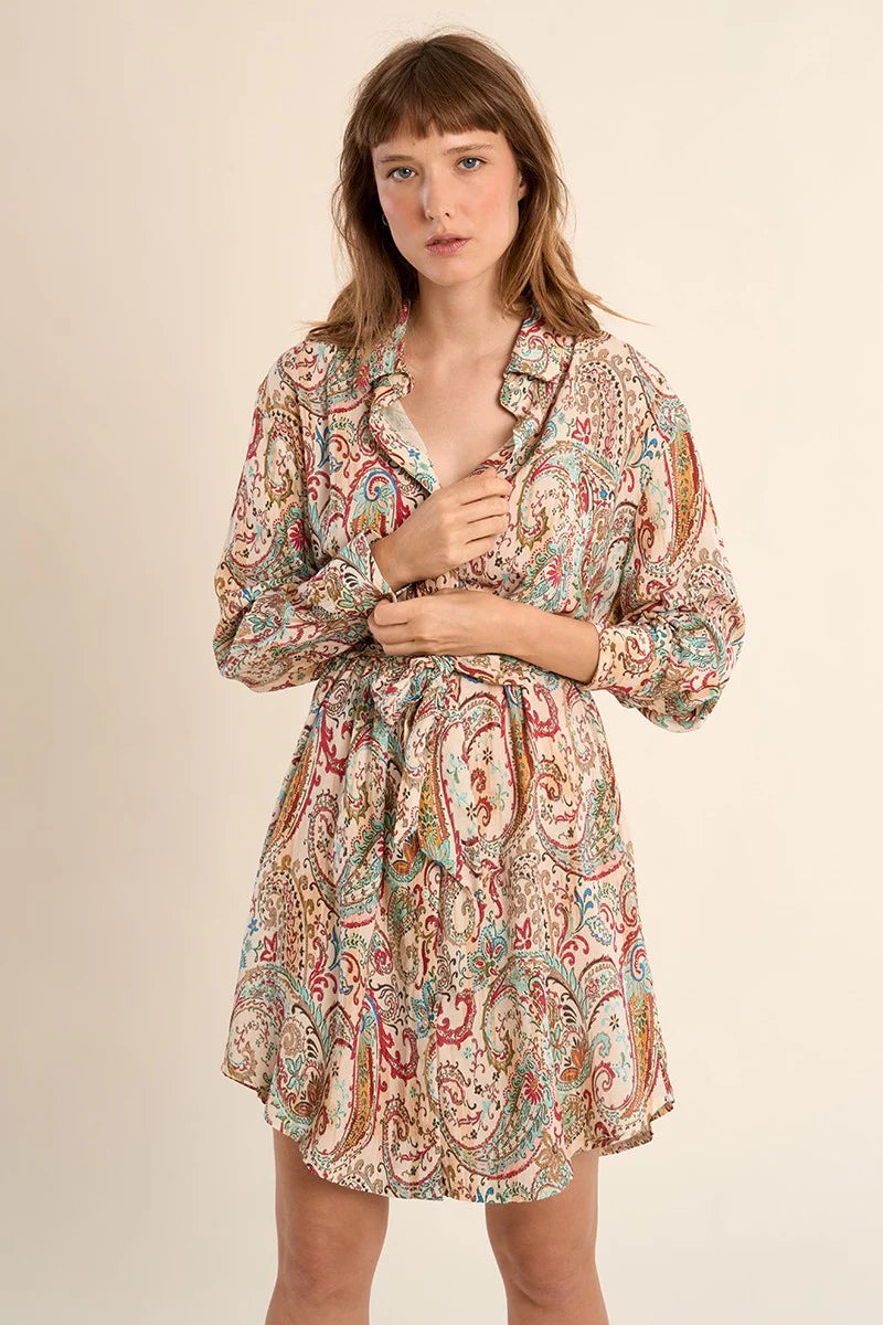 Paisley Long Sleeve Shirt Dress