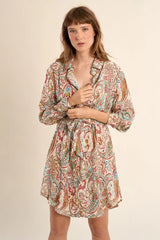 Paisley Long Sleeve Shirt Dress
