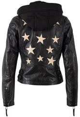 Christyn Star Leather Jacket w Hood