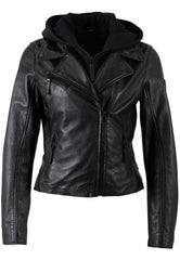 Christyn Star Leather Jacket w Hood