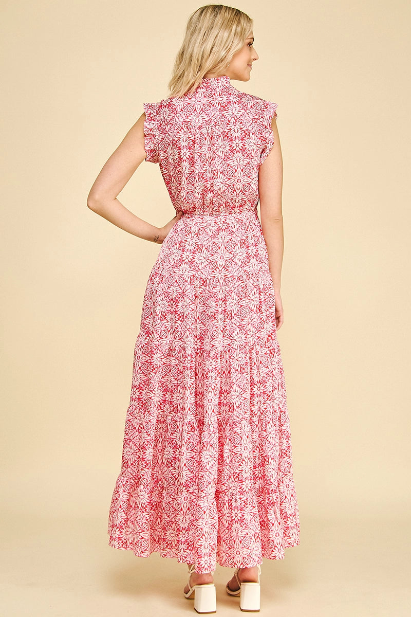 Floral Print Tiered Maxi