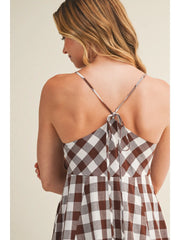 Tie Front Gingham Dress