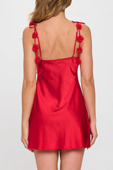 Flower Strap Mini Dress