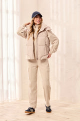 Quilted Puff Vest Removable Hood