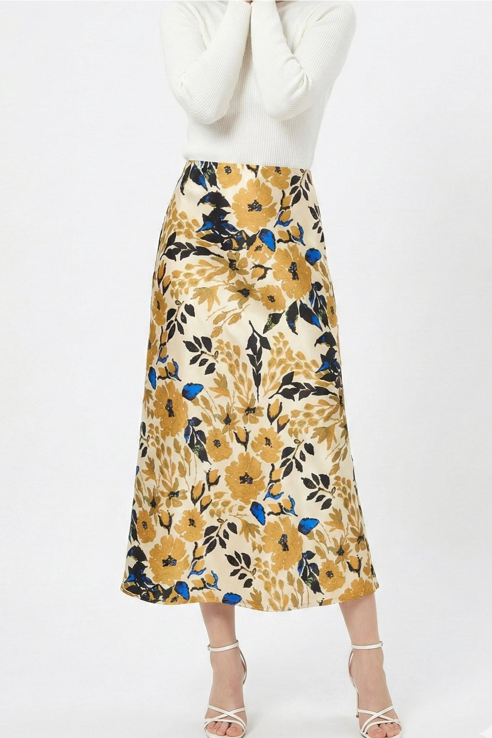 Satin Floral Skirt