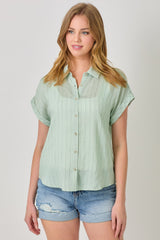 Button Down Stripe Top