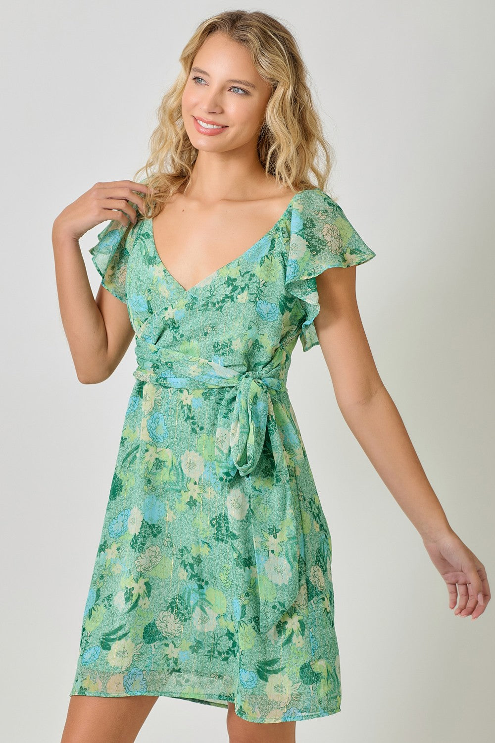 Flutter Sleeve Tie Dress
