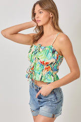 Tie Front Printed Tank