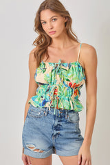 Tie Front Printed Tank