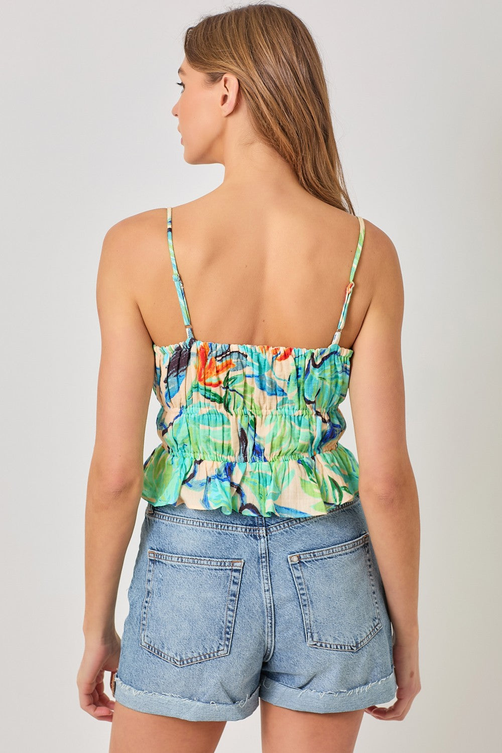 Tie Front Printed Tank