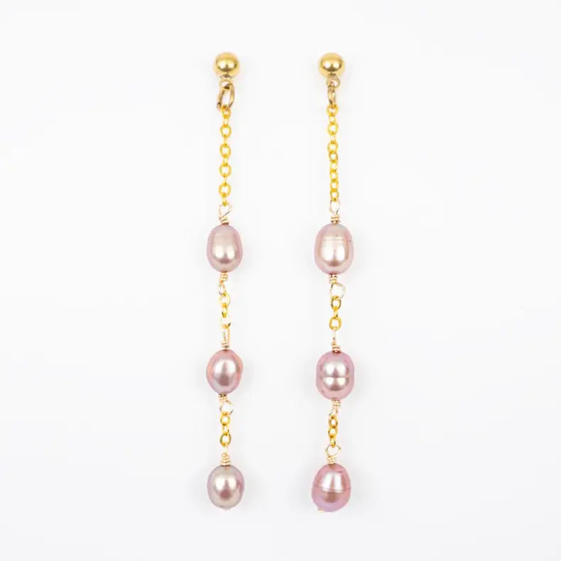 Pink Pearl Strand Earrings