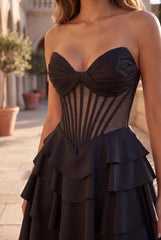 Corset Tiered Skirt Dress