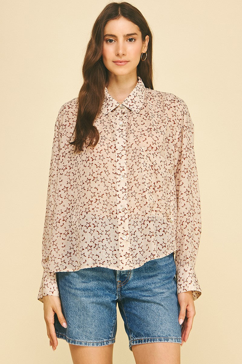 Star Print L/S Button Down