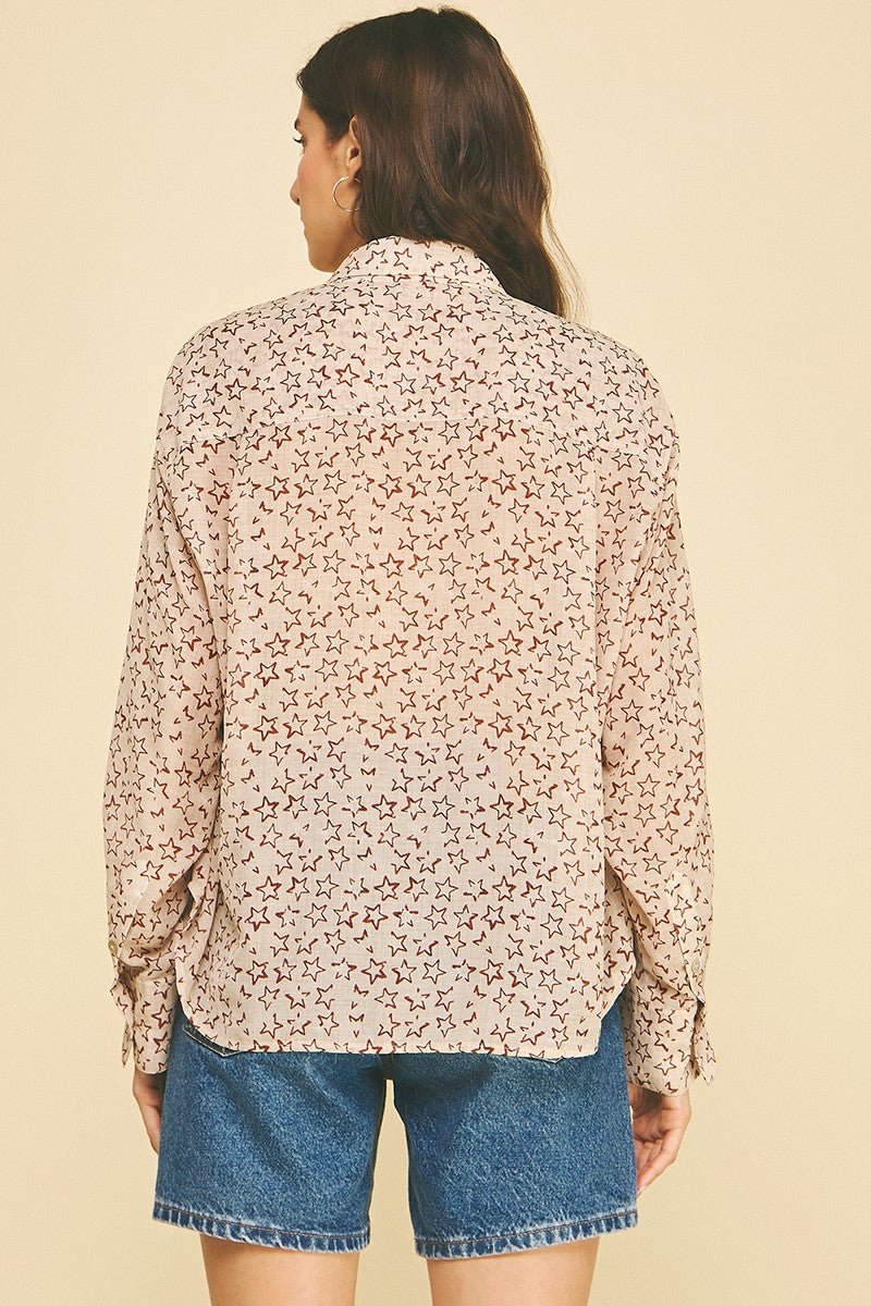 Star Print L/S Button Down