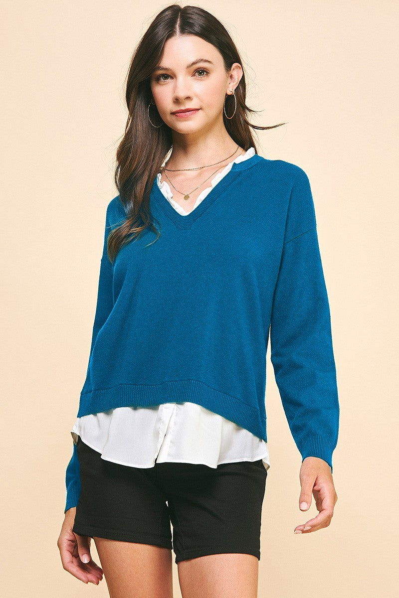Vneck Knit Sweater/Blouse Combo