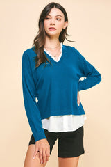 Vneck Knit Sweater/Blouse Combo