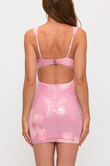 Floral Back Strap Bodycon Mini Dress